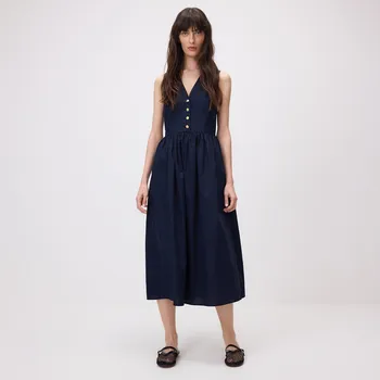 Dámské šaty Reserved - Midi šaty s překládaným výstřihem - tmavomodrá - 245FH-59X - 245FH-59X-S