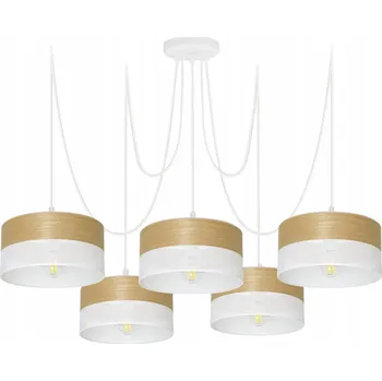 ZÁVĚSNÁ LAMPA PAVOUK STÍNIDLO S DÍRKAMI DŘEVO E27 5x30CM LED