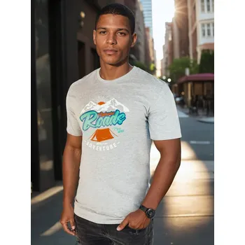 Pánské tričko Šedé pánské tričko s potiskem RX5401 Velikost: XL