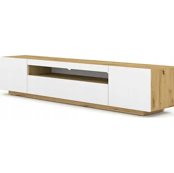 Televizní stolek TV stolek AURA 200 cm univerzální stojící / závěsný dub artisan bílý mat