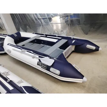 Člun Nafukovací člun Willis boats RY-BD370 v bílo-modré barvě se skládací dřevěnou podlahou