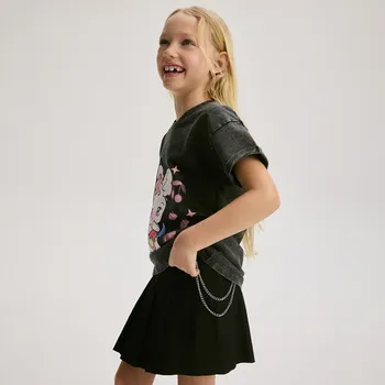 Dětská móda Reserved - Plisovaná sukně s řetězem - černý - 387DA-99X - 387DA-99X-152