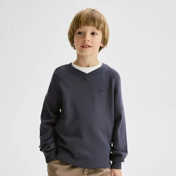 Chlapecké oblečení Reserved - Hladký svetr s vysokým podílem viskózy - ocelově modrá - 796BE-95X - 796BE-95X-134