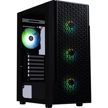 PC skříň BitFenix Proton Skříň, Middle tower, bez zdroje, ATX, 1× USB 3.0, 2× USB 2.0, 4× 120mm FRGB ventilátor, tvrzené sklo, černá BFC-PRO-300-KKGXK-4F