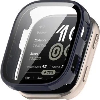 Příslušenství k chytrým hodinkám VSECHNONAMOBIL 108022 PC FULL COVER Plastový kryt se sklem pro Amazfit Bip 6 tmavomodrý
