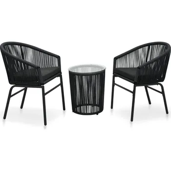 Zahradní nábytek vidaXL Marketos 3dílný bistro set s poduškami PE ratan černý