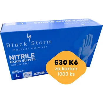 Vyšetřovací rukavice Black Storm Nitrilové rukavice 1 000 ks - balení kartonové Velikost rukavic: M