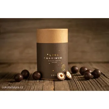 Čokoláda Čokoládovna Lyra MAXIMUM HAZELNUTS DARK - SLEVA EXPIRACE - lískové ořechy v nugátu a hořké čokoládě