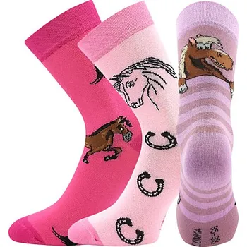 LONKA Ponožky dívčí slabé HORSIK s KONÍČKY (3 páry) 35-38 125619