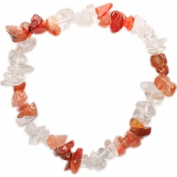 Náramek Křišťál a karneol náramek sekaný obvod cca 17 až 22 cm