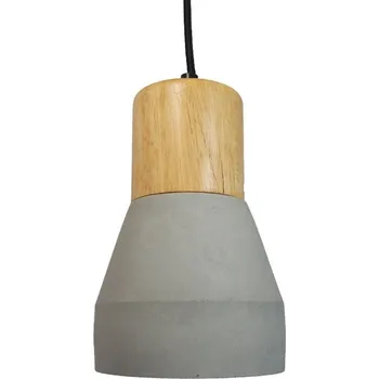 Betonové závěsné svítidlo CONCRETE šedé s dřevem, výškově nastavitelné nad jídelní stůl 12 cm