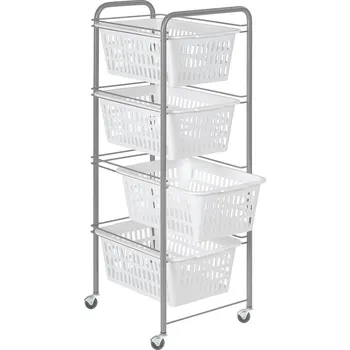 Dílenský regál ARTEX Regál drát 4 koše SIENA 32x38x86cm na kolečkách