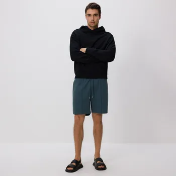 Pánské kalhoty Reserved - Kraťasy comfort s prošíváním - ocelově modrá - 614EF-95X - 614EF-95X-XL