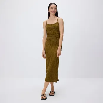 Dámské šaty Reserved - Maxi šaty s drapováním - žlutozelená - XO743-71X - XO743-71X-S