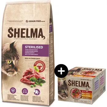 Krmivo pro kočku Shelma Cat Sterilised Fresh Beef 8kg + kapsičky (24 x 85 g)