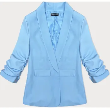 Dámské sako Světle modré tenké sako s nařasenými rukávy (22-356) odcienie niebieskiego 50