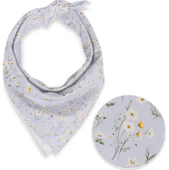 Bavlněný šátek Sandra SA-617 Kopretinky na světle modrém 80 x 80 cm