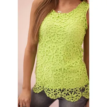 Dámská halenka Kesi Dámská halenka s krajkou bez rukávů zelený Kesi kaki 3333241