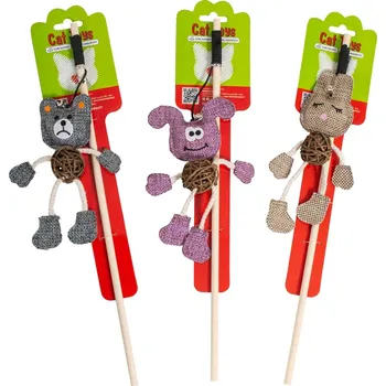 Hračka pro kočku Farm Company udice pro kočky s bavlněnými zvířatky 40cm