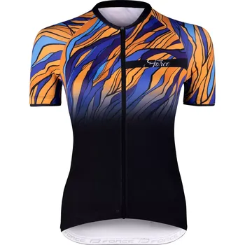 Cyklistické oblečení FORCE dres F LIFE UNI kr. rukáv, črn-modro-oranžový XS