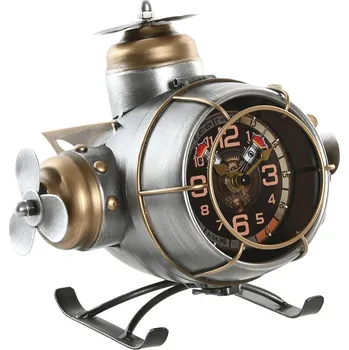 Hodiny Stolní hodiny Home ESPRIT Letadlo Vintage Zlatá Stříbřitá