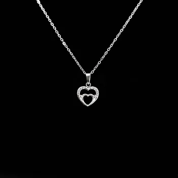 Náhrdelník Jemný náhrdelník z oceli dvojité srdce s krystaly č. 1598