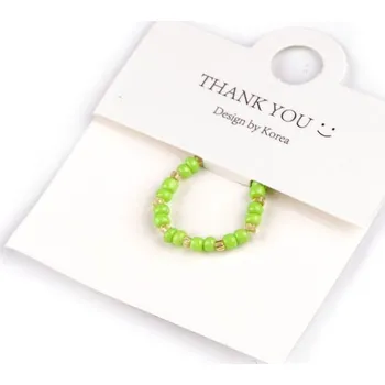 Prsten Prsten pružný z korálků - 6 zelená sv.