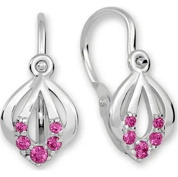Náušnice Soliter Něžné náušnice z bílého zlata s fuchsiovými krystaly 239 001 00728 0700770 + 2 měsíce na vrácení zboží