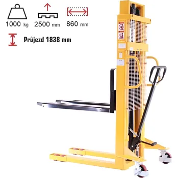 Plošinový vozík Ruční vysokozdvižný vozík, do 1 000 kg, výška zdvihu 2 500 mm