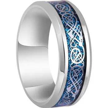 Prsten Ocelový keltský prsten pro muže | pánský šperk - Stříbrná modrá-365458 , 9
