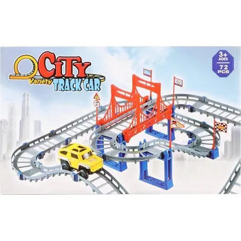 autodráha Dráha s mostem herní set 72 dílů s autíčkem na baterie
