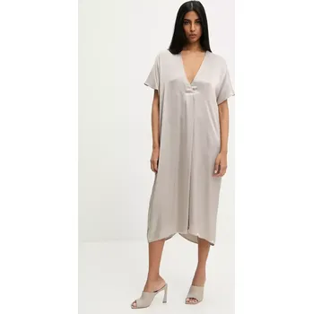 Dámské šaty Šaty Answear.LAB stříbrná barva, midi, oversize 5019.IKK SLV, vel. M/L