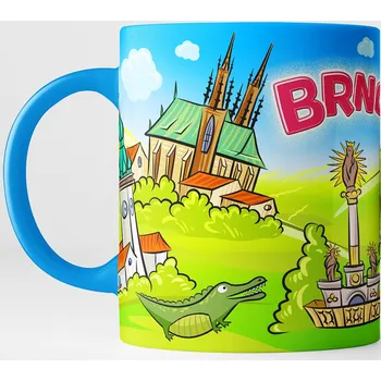 Hrnek malované Brno - barevný-modrý