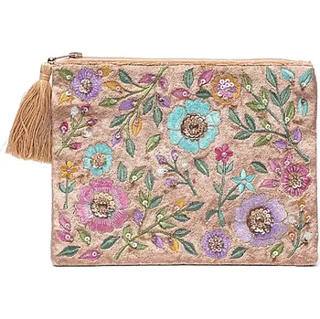 Milujeme Kameny Peněženka – vyšívaná – béžová - květy 479889