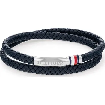 Módní doplněk Tommy Hilfiger Tmavě modrý kožený náramek s ocelovým zapínáním 2790549 + 2 měsíce na vrácení zboží