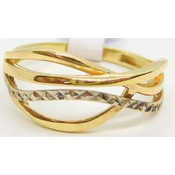 Prsten Klenoty Budín Mohutný dámský zlatý prsten s gravírováním z bílého a žlutého zlata 585/2,03gr vel. 55 HK1201 (Klenoty Budín Mohutný dámský zlatý prsten s gravírováním z bílého a žlutého zlata 585/2,03gr vel. 55 HK1201)