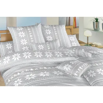 Povlečení Krepové povlečení - Sobi šedí - na plast. knoflíky