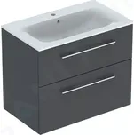 Geberit Selnova Square Umyvadlová skříňka 64x79x48 cm, s umyvadlem, 2 zásuvky, lávová mat, 501.241.00.1