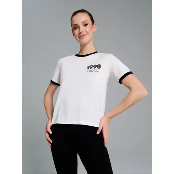 Dámské tričko Sinsay - Tričko s potiskem - krémová - 768BB-01X - 768BB-01X-M