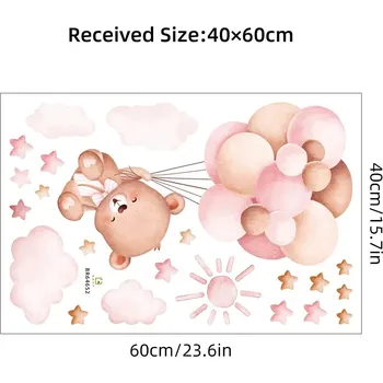 Samolepící dekorace Medvídek a hvězdy samolepka na zeď pro děti | dětská dekorace, - BR64652