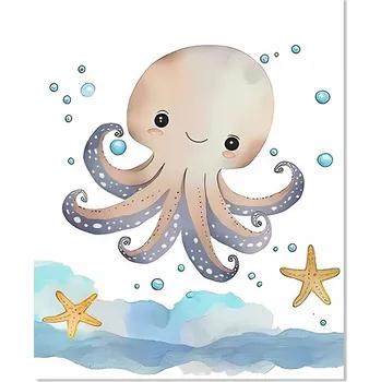 Obraz Dětský obraz mořská zvířata | dětská dekorace - F , 40 x 50 cm bez rámu
