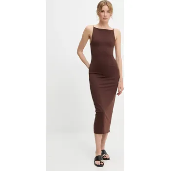 Dámské šaty Šaty Answear.LAB hnědá barva, midi, přiléhavé vd1736.fjk 88X, vel. XL