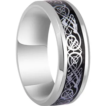 Prsten Ocelový keltský prsten pro muže | pánský šperk - Stříbrná černá , 8