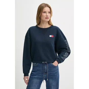 Dámská mikina Bavlněná mikina Tommy Hilfiger SAILING dámská, tmavomodrá barva, s aplikací, WW0WW46764 59X, vel. S