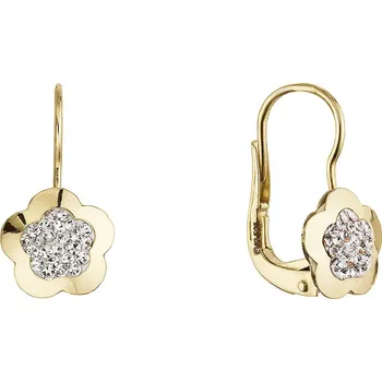 Náušnice Zlaté 14karátové náušnice kytička se zirkony 91Z00069