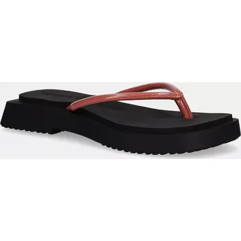 Dámské žabky Žabky Calvin Klein Jeans SQ LOW WEDGE SANDAL STITCH dámské, růžová barva, na platformě, YW0YW01716 39X, EUR 39