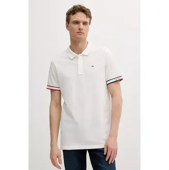 Pánské oblečení Bavlněné polo tričko Tommy Jeans DM0DM21306 bílá 00X, vel. XL