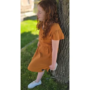 Dívčí šaty Kulišárny Dívčí šaty BELLA - BRONZ mušelín VELIKOST: 128/ 7-8 let