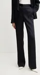 Kalhoty BOSS dámské, tmavomodrá barva, jednoduché, high waist, 50537472, vel. 40