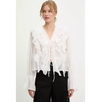 Košile Answear.LAB dámská, bílá barva, regular, s vázaným výstřihem g02291.fos 00X, vel. S/M